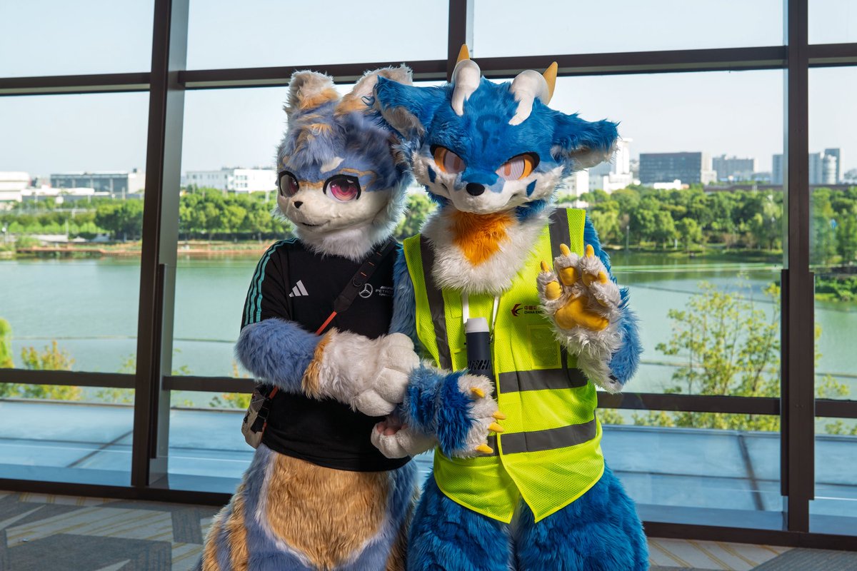你说我们两张银卡能不能合并成一张金卡？
—— ？
🐉：@FurryPorridge 
📷：研兽官摄
#FursuitFriday